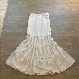 White tiered ruffle maxi skirt
